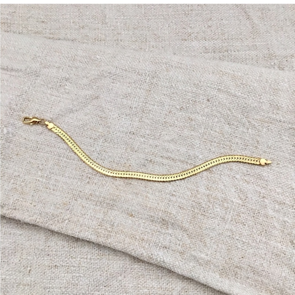 Gold Herringbone Snake Chain Bracelet